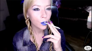 Smoking Vogue Superslims with Blue Lips
