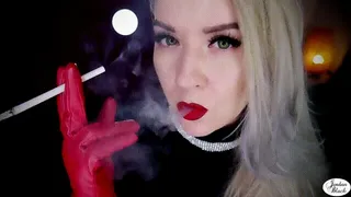 Classic smoking with red leather gloves