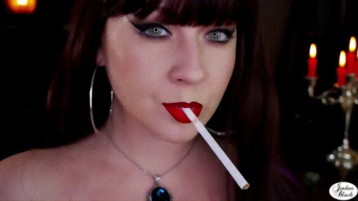 Ruby red lips smoking