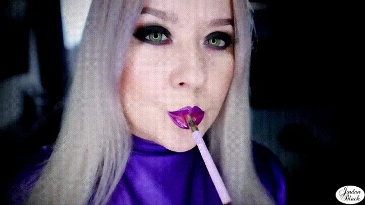 Close-up smoking two purple Sobranie cigarettes