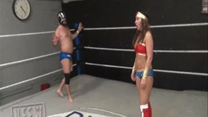 MIXED WRESTLING- Allie Parker (as Wonder Woman) vs Masked Man