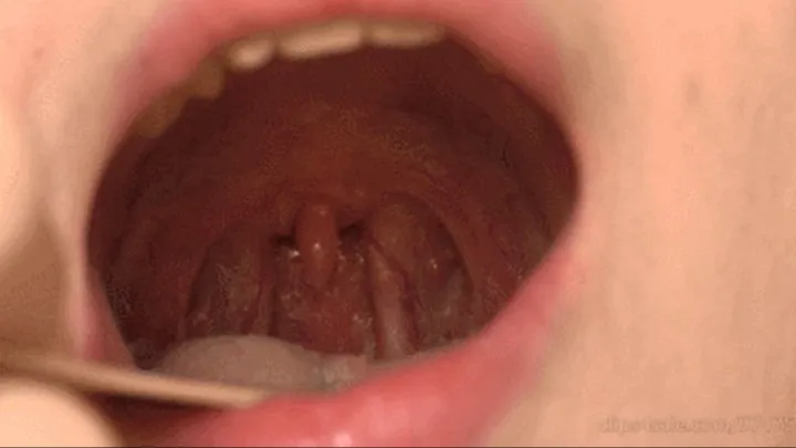 Uvula moves (close-up uvula, making tonsils and uvula move a lot)