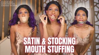 Satin & Stocking Mouth Stuffing: HOUSEWIFE GAG TALK THROUGH THICK THIGH HIGH CLEAVE GAG IN