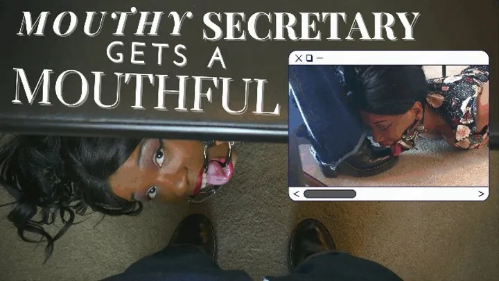 Mouthy Secretary Gets A Mouthful! - POV UNDER DESK BOOT WORSHIP