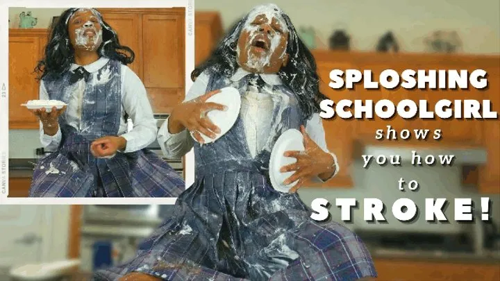 Sploshing Schoolgirl Shows You How to Stroke! - Pie In Face JOI in