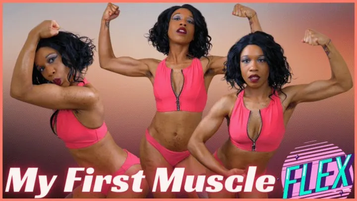 My First Muscle Flex: BIKINI BABE FLEXES BICEPS IN