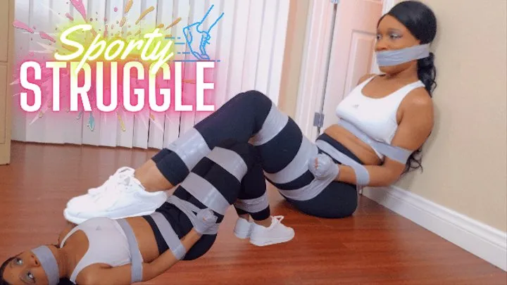 A Sporty Struggle: Hand Taped Bound Hopping Tight Workout Attire in