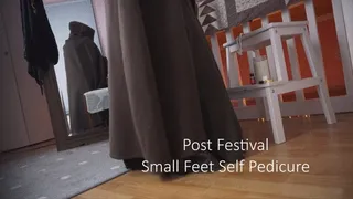 Foot Fetish: Small feet post-festival no panties self pedicure