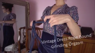 Solo Masturbation: 30s Vintage dress grinding rope bound orgasm