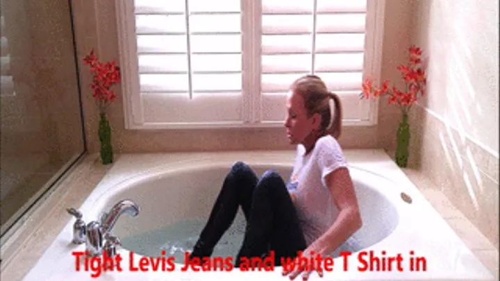 Tight Levi's jeans and white T shirt in Bath and Shower PART 2