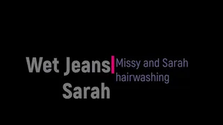 Missy and Sarah Hairwashing wearing Jeans and heels