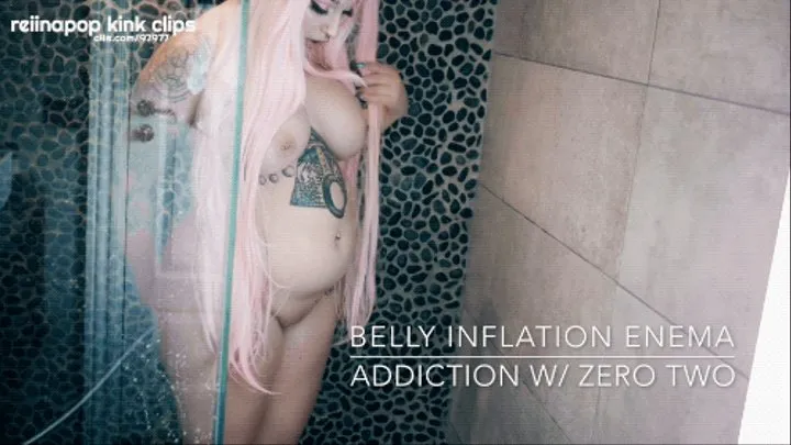 Nude Belly Inflation Triple Enema Addiction with Zero Two