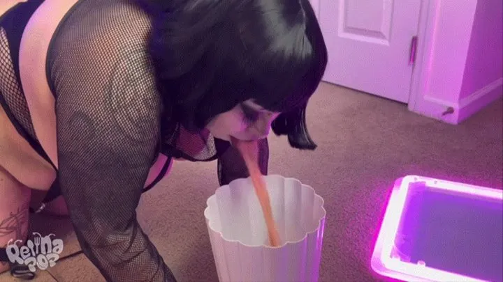 Goth BBW Pukes After Chugging on Livestream