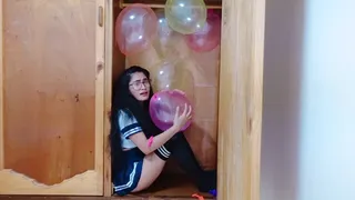 Nervous Classmate Stuffed into Balloon-filled Closet | Squeeze pop, S2P