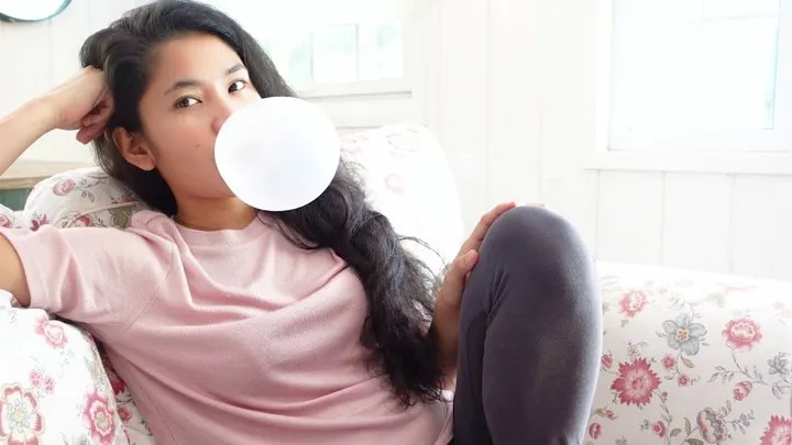 Your Asian GF Chews Gum While Watching TV | Bubblegum