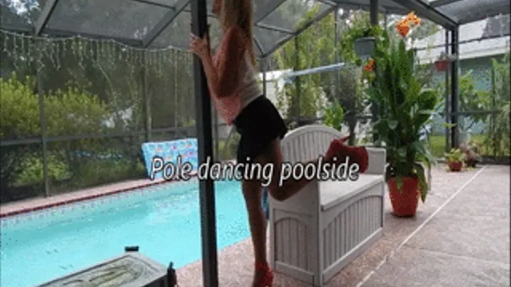 Pole dancing poolside