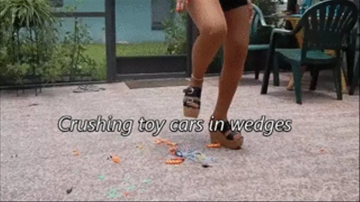 Crushing toy cars in wedges