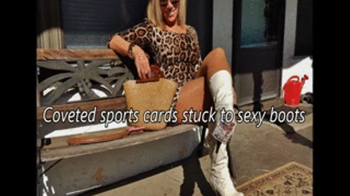 Valuable sports cards stuck to sexy boots