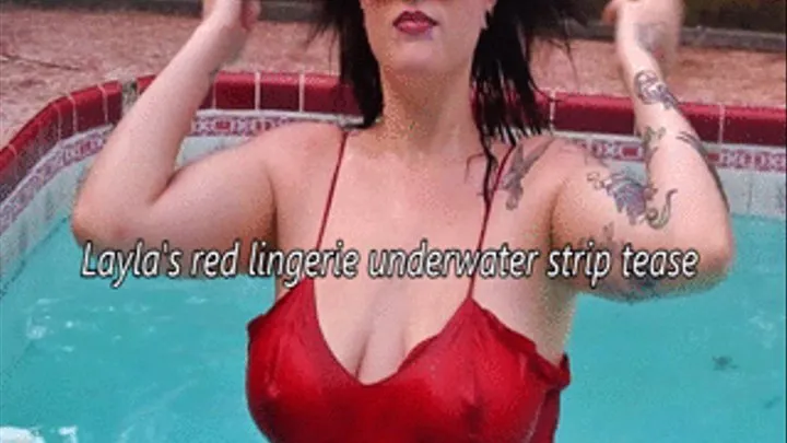 Layla's lingerie and stocking underwater strip tease