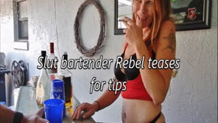 Slut bartender Rebel teases for tips