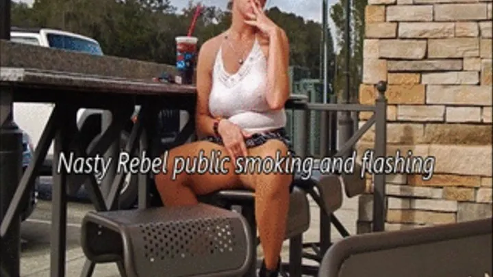 Nasty Rebel public smoking and flashing