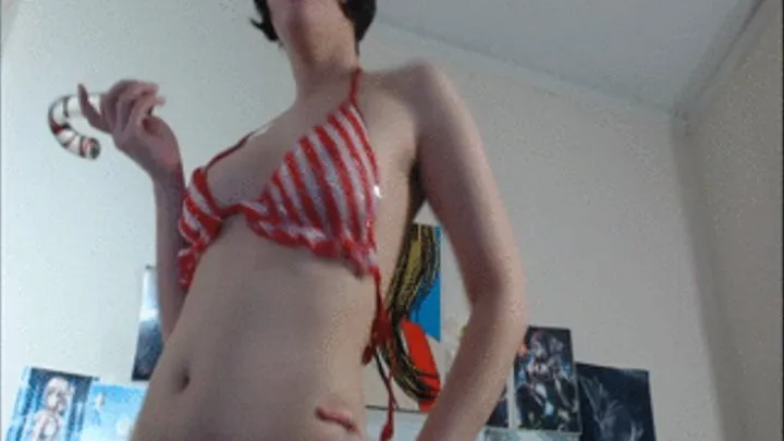 Candy Cane Strip Tease and Squirt