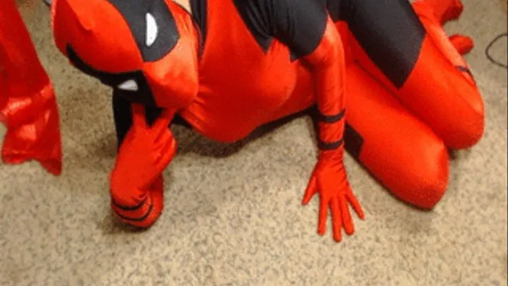 Superheroine Deadpool Dildo Fuck in Suit