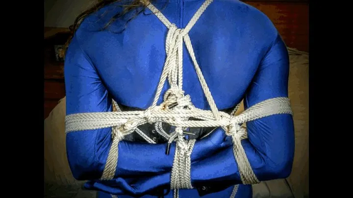 Samantha All Tied Up in Blue Spandex