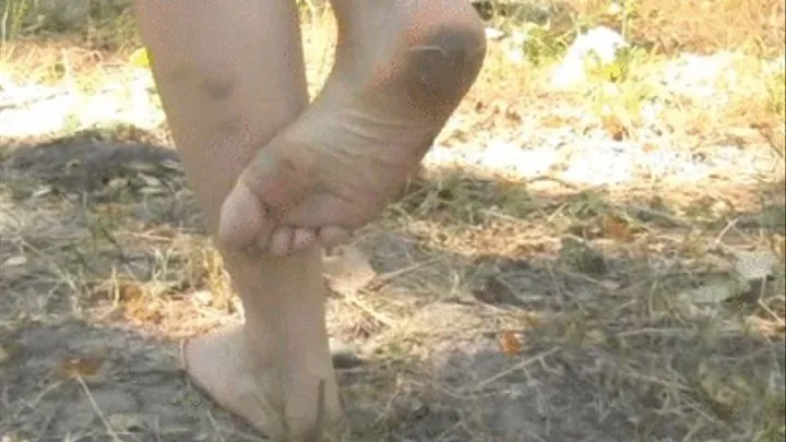 walking barefoot in the park