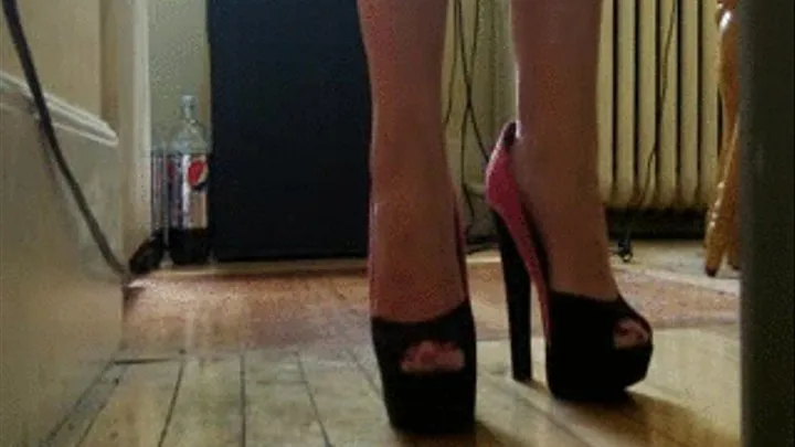 Hot pink toes and open toe heels dipping