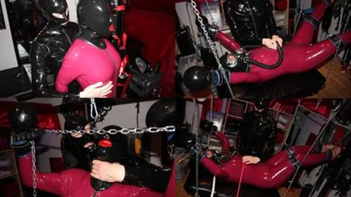 Horny RubberGirl Overloaded by 2 masters ***** TOP CLIP