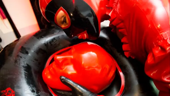 trapped in inflatable rubber by a sexy mistress