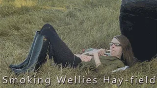 Smoking - Wellies in Hay Field