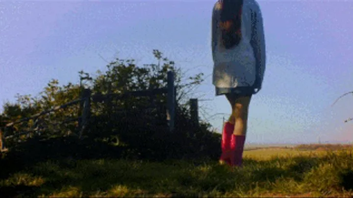 PINK WELLIES walking with no panties