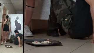 licking sneakers soles (two cameras)