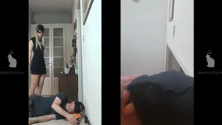 dancing on head just wearing socks (pov view)