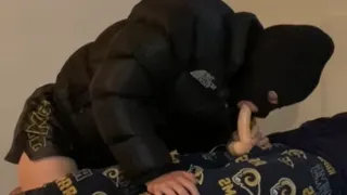 Puffy Black Down Jacket Blowjob On Sex Doll