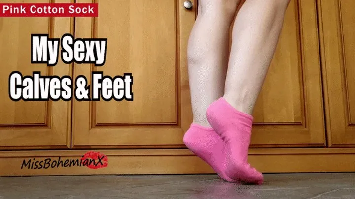 Worship My Sexy Calves and Feet in Pink Cotton Socks - Legs and Foot Fetish - Calf Muscle Fetish - MissBohemianX