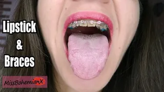 Lipstick and Braces - Mouth Tour with Kisses and Saliva - Upclose Brackets - MissBohemianX
