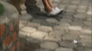 Candid Latin Girl Crushing And Dangling Sneakers