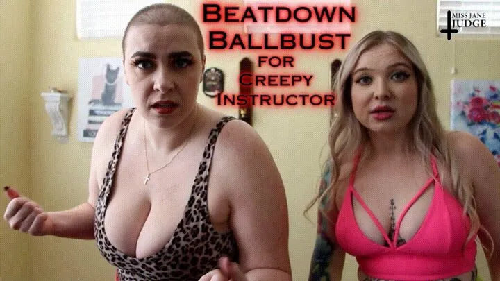 Beatdown Ballbust for Creepy Instructor - - with Kaiia Eve and Jane Judge in this pov female domination scene with a creepy self defense instructor caught and beaten up with vicious punches, kicks, knees, and humiliation while the barefoot workout godd