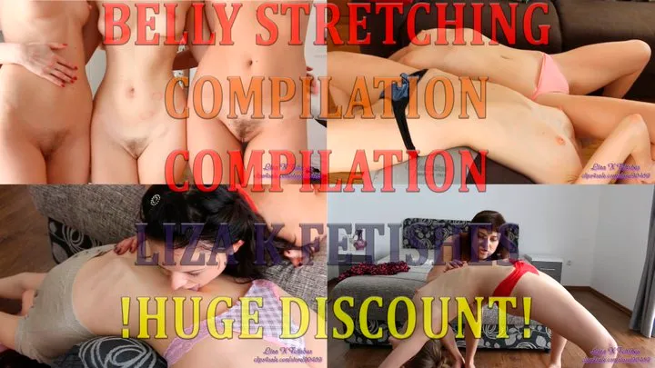 Liza K. Fetishes hot belly stretching & worshiping compilation. Huge Discount!
