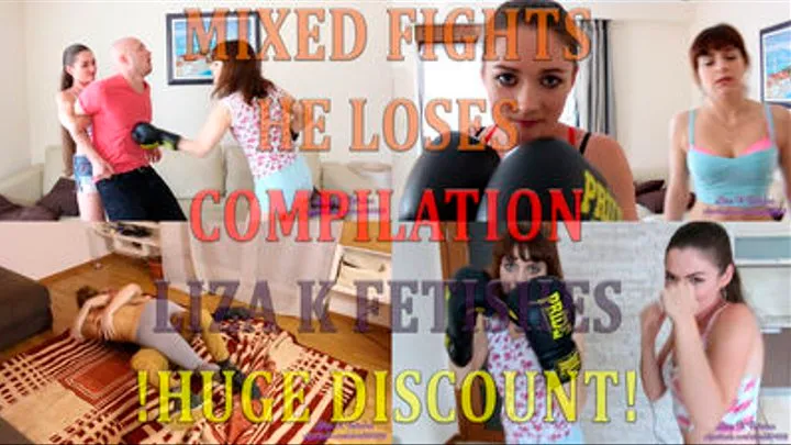 Liza K. Fetishes “He looses!” Fighting compilation. Bu-u-um Discount!