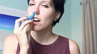 Fucking my nostrils with mini dragon cocks and cum ( )