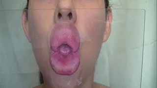 Bare lips on Glass