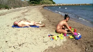 Innocent young chubby playing fully nude at the beach