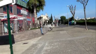 Young chick in skinny jeans spied in the street