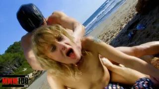 Crazy threesome at the beach with skinny blonde french MILF part 4