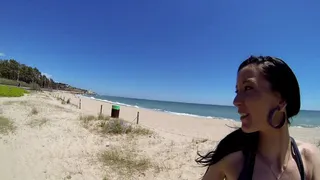 Skinny french babe with tight ass spandex fetish and hot sex at the beach part 1