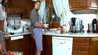 Messy sex in the kitchen with bigtits spanish MILF part 1